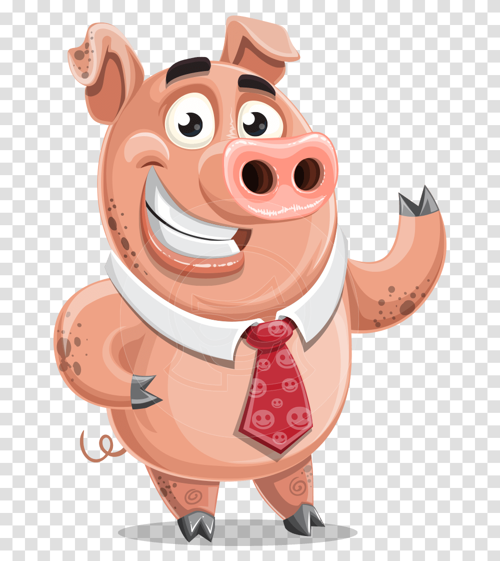 Cartoon Pig With Tie, Toy Transparent Png