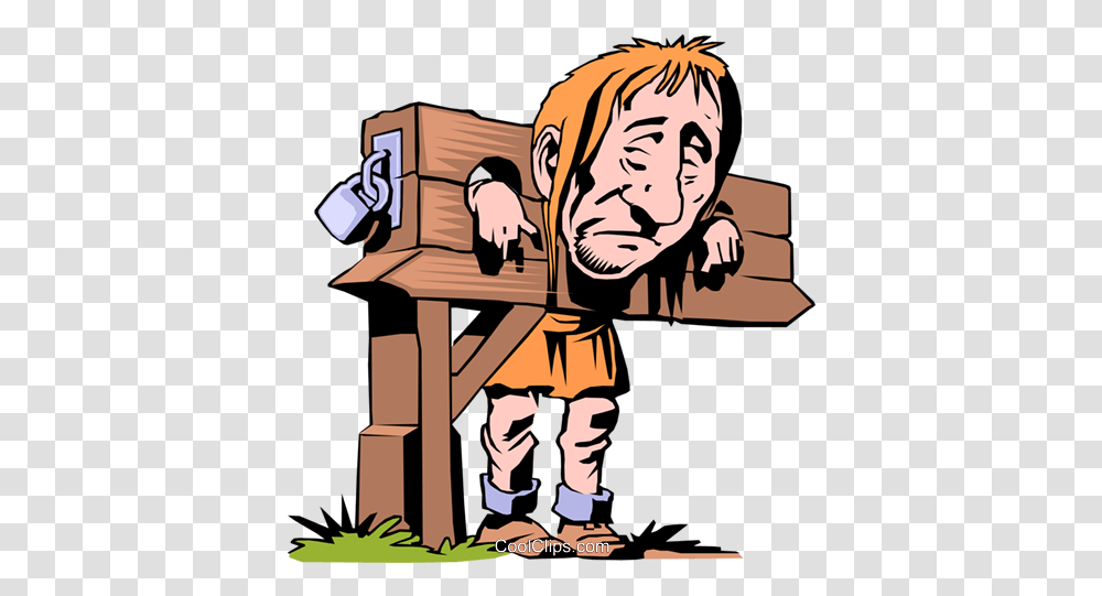 Cartoon Prisoner Royalty Free Vector Clip Art Illustration Cartoon People In Stocks, Person, Poster, Advertisement, Outdoors Transparent Png