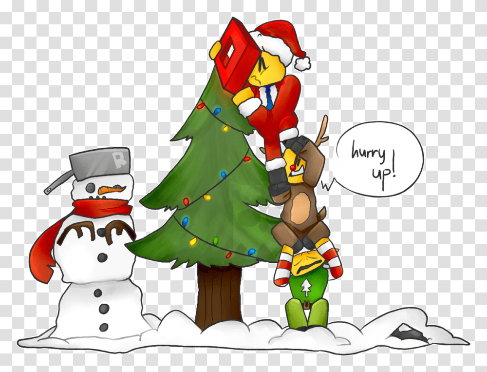 Cartoon Roblox Noob With Christmas Hat, Tree, Plant, Outdoors, Nature Transparent Png