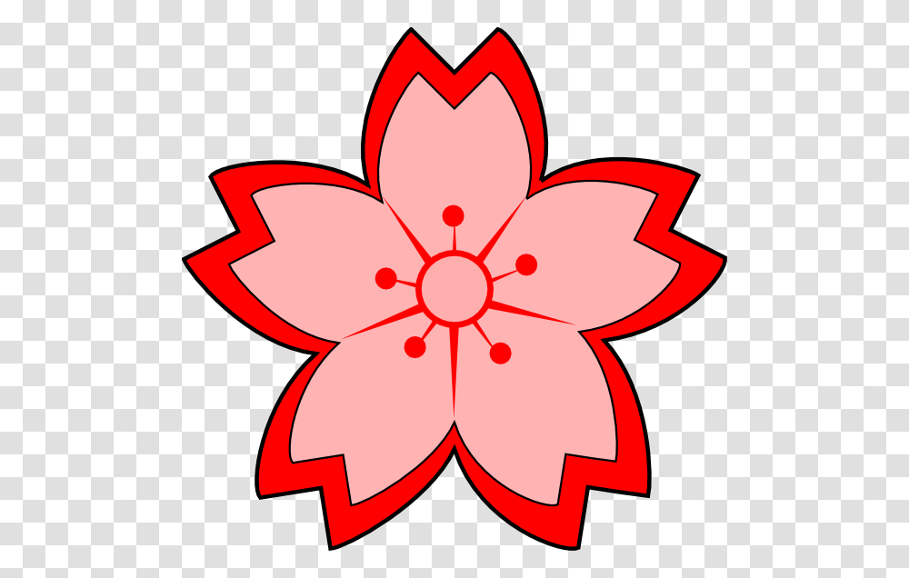 Cartoon Sakura Blossom Clip Art, Pattern, Ornament, Plant, Fractal Transparent Png