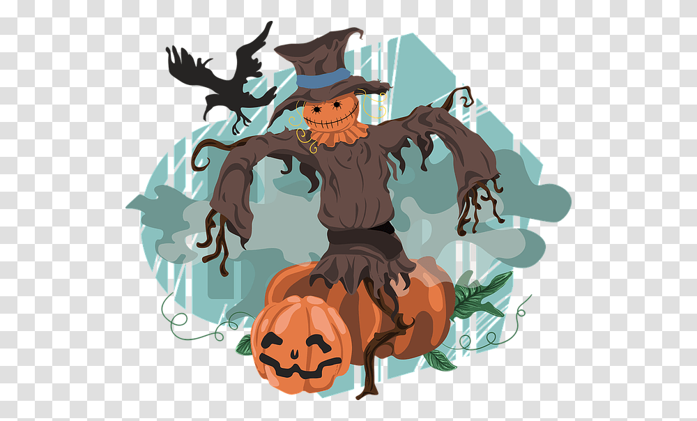 Cartoon Scary Scarecrow, Toy, Plant, Outdoors, Nature Transparent Png