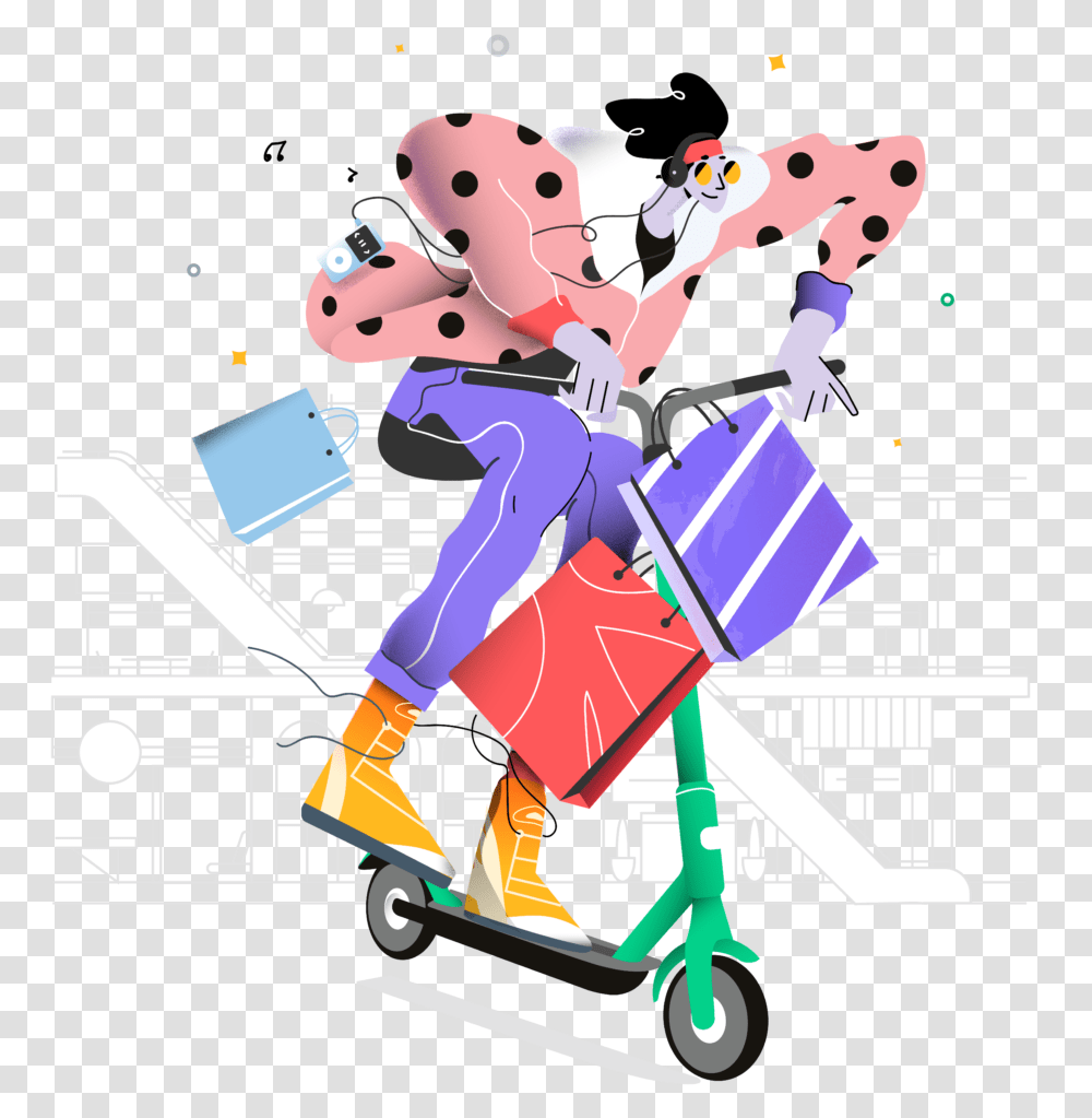 Cartoon, Scooter, Vehicle, Transportation, Musician Transparent Png