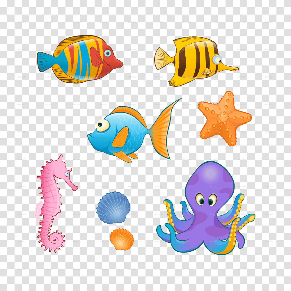 Cartoon Sea Animals Cartoon Sea Animals Cartoon Sea Animals, Sea Life, Fish, Angelfish, Surgeonfish Transparent Png