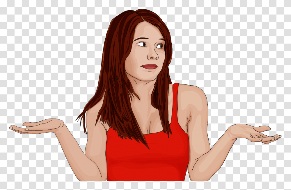 Cartoon Shrugging Female, Person, Arm, Woman Transparent Png