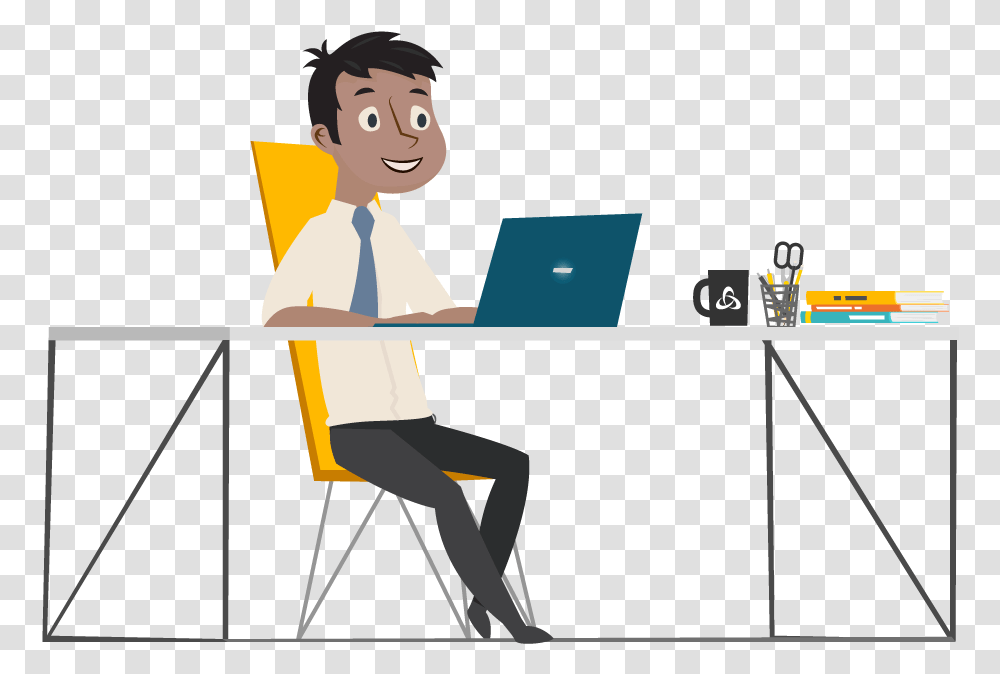 Cartoon, Sitting, Person, Furniture, Table Transparent Png