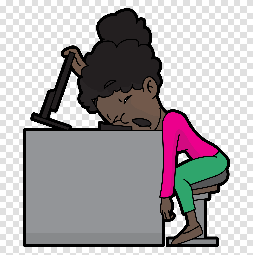 Cartoon Sleeping At Work, Person, Female, Crowd Transparent Png
