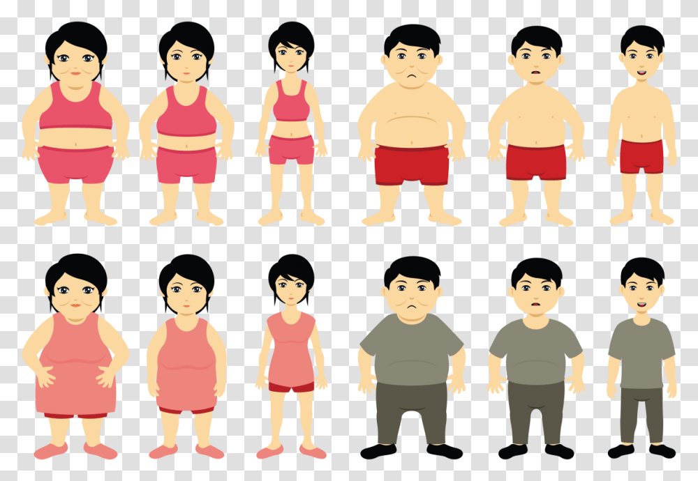 Cartoon Slimming Vector Child Weight Loss, Person, Human, People, Boy Transparent Png