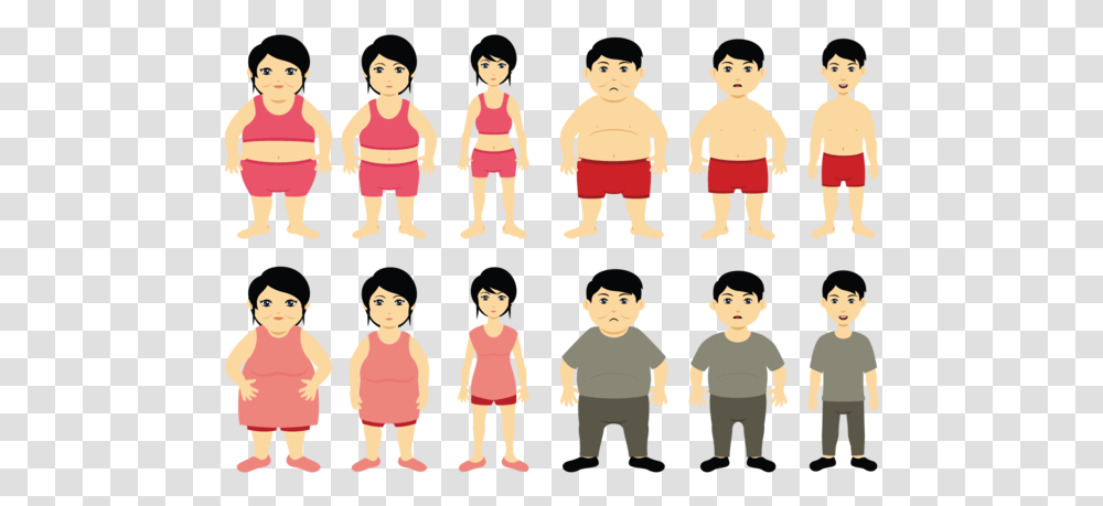 Cartoon Slimming Vector Women Obesity, Person, Human, People, Family Transparent Png