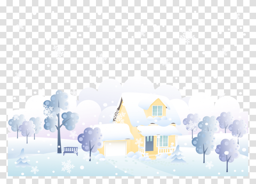 Cartoon Snow Winter House Cartoon Snow, Outdoors, Nature, Floral Design Transparent Png