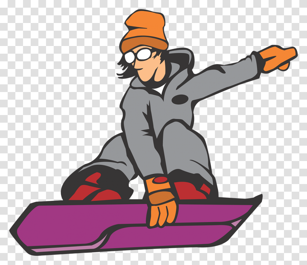 Cartoon Snowboard, Person, Sled, Word Transparent Png