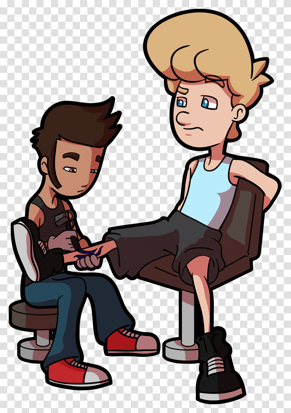 Cartoon Someone Getting A Tattoo, Person, Sitting, Book Transparent Png