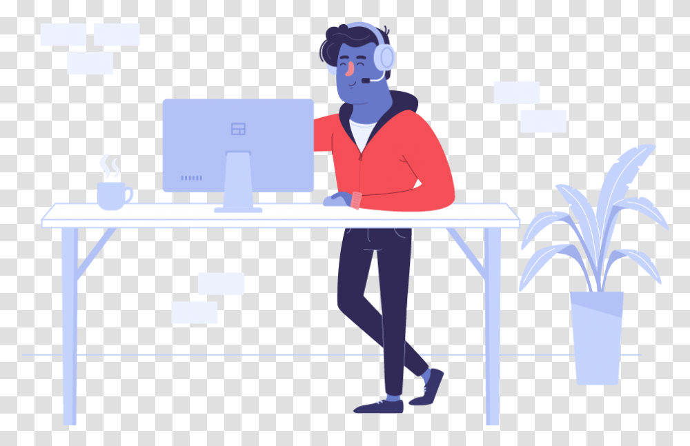 Cartoon, Standing, Person, Sitting, Electronics Transparent Png