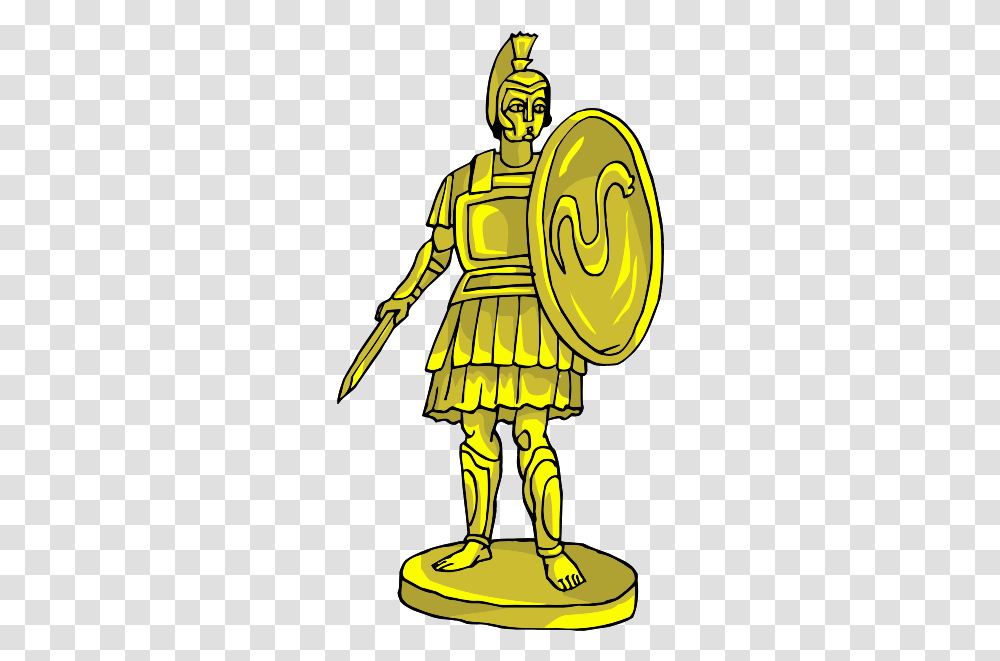 Cartoon Statue Of Gold, Armor, Shield Transparent Png