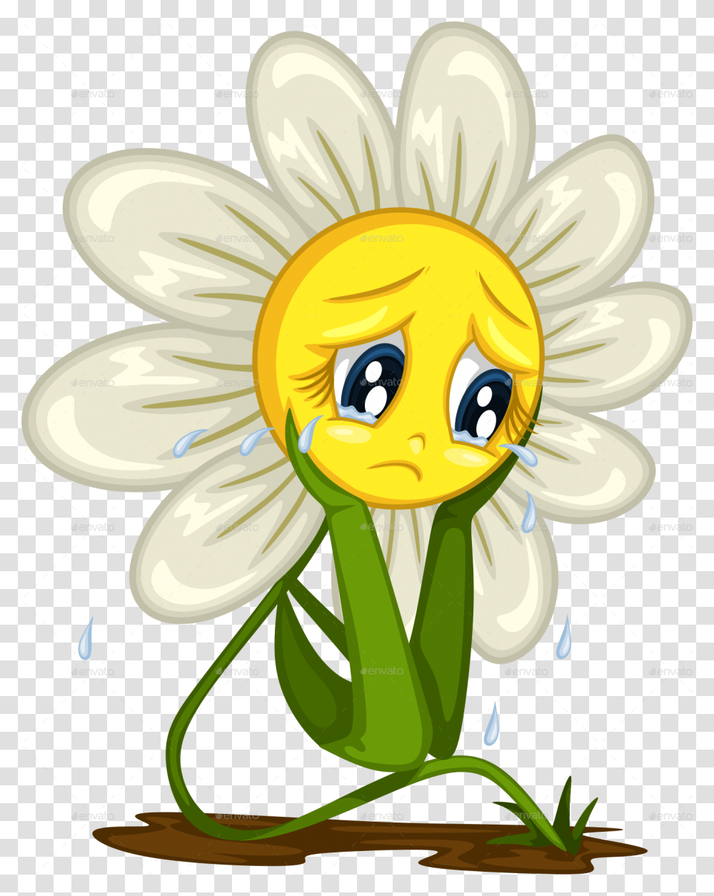 Cartoon Stickers For Different Situations By Anniesart Crying Cartoon, Plant, Flower, Blossom, Daisy Transparent Png