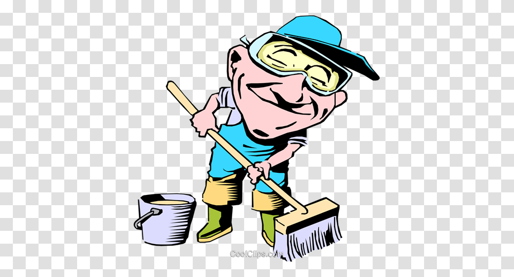 Cartoon Street Maintenance Royalty Free Vector Clip Art, Person, Human, Cleaning, Broom Transparent Png