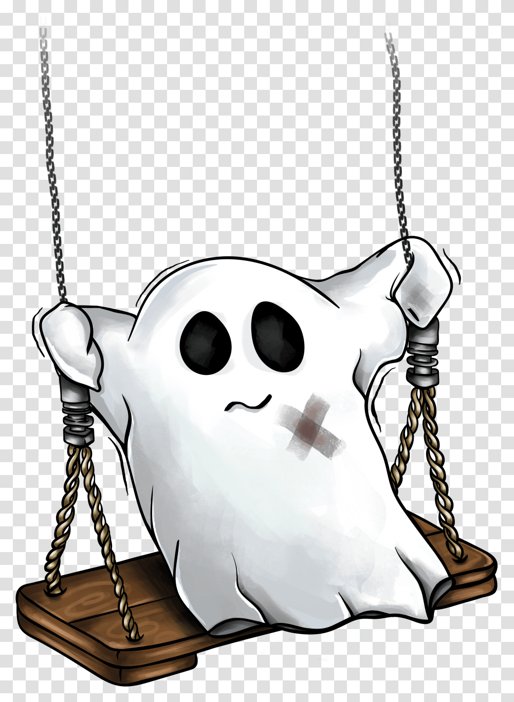 Cartoon Swing Ghost, Stencil, Pillow, Cushion, Pottery Transparent Png