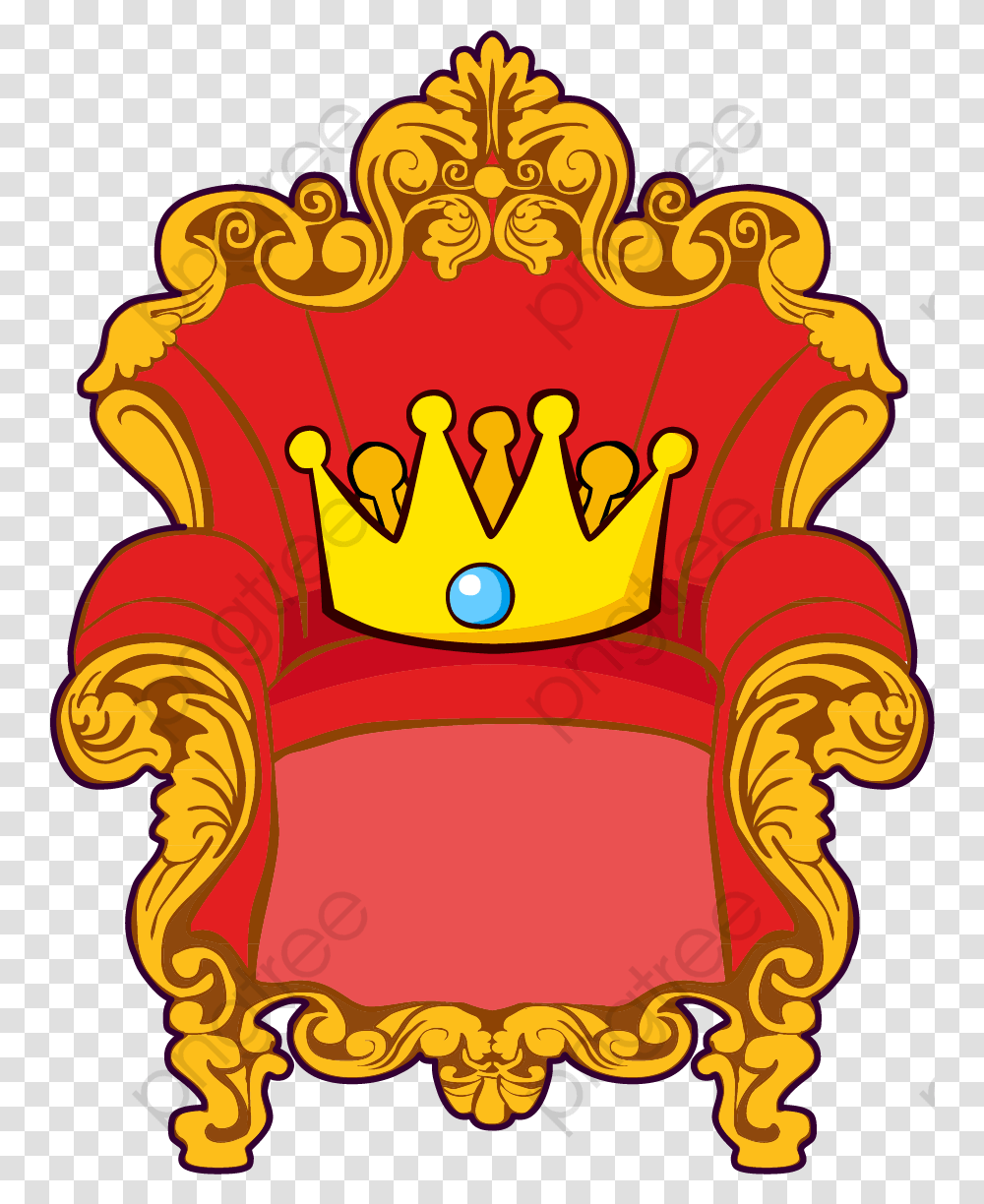 Cartoon Throne Golden Red Crown Throne Cartoon, Furniture, Jewelry, Accessories, Accessory Transparent Png