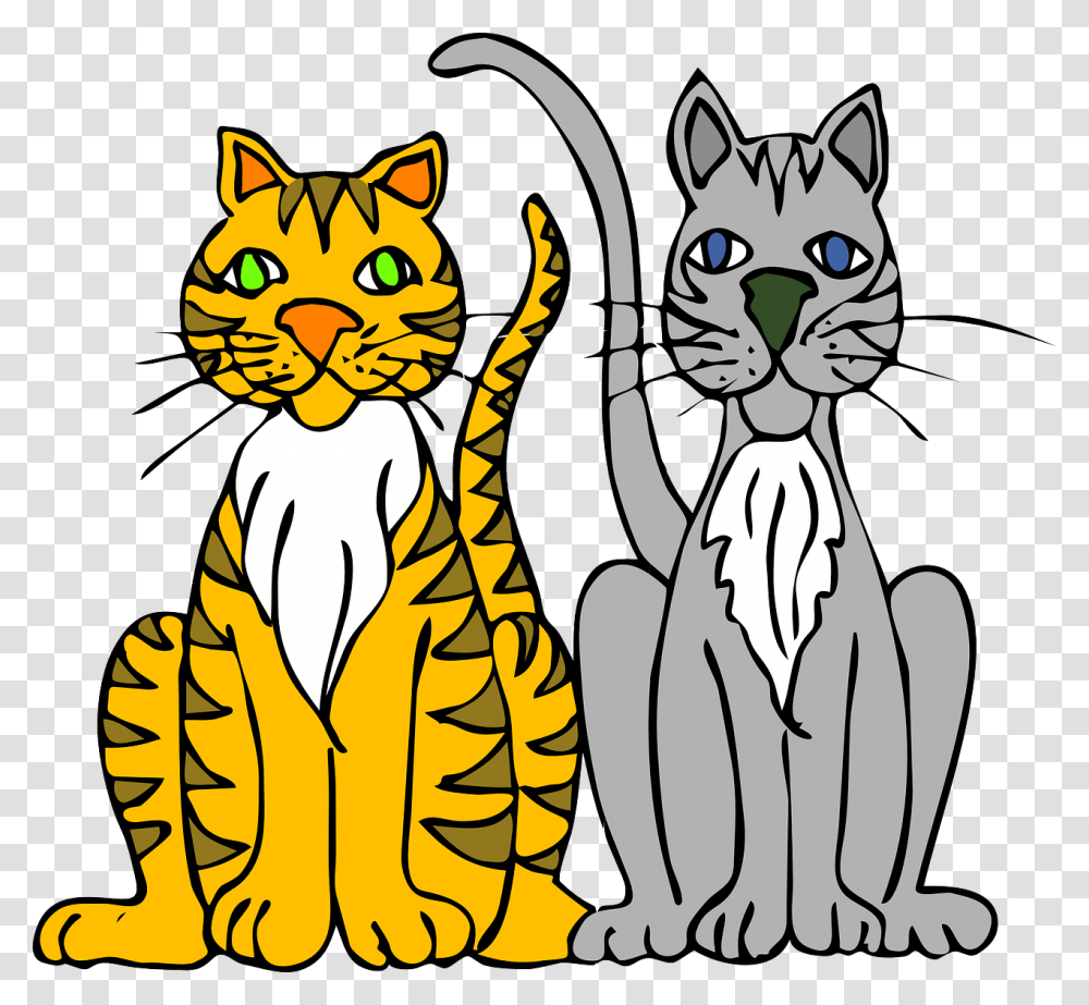 Cartoon Tigers Svg Clip Arts 2 Cats Clipart, Pet, Mammal, Animal, Egyptian Cat Transparent Png