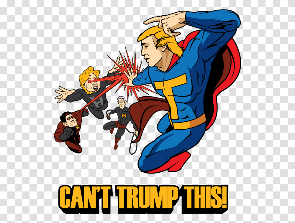 Cartoon Trump Superman, Poster, Advertisement, Person, Book Transparent Png