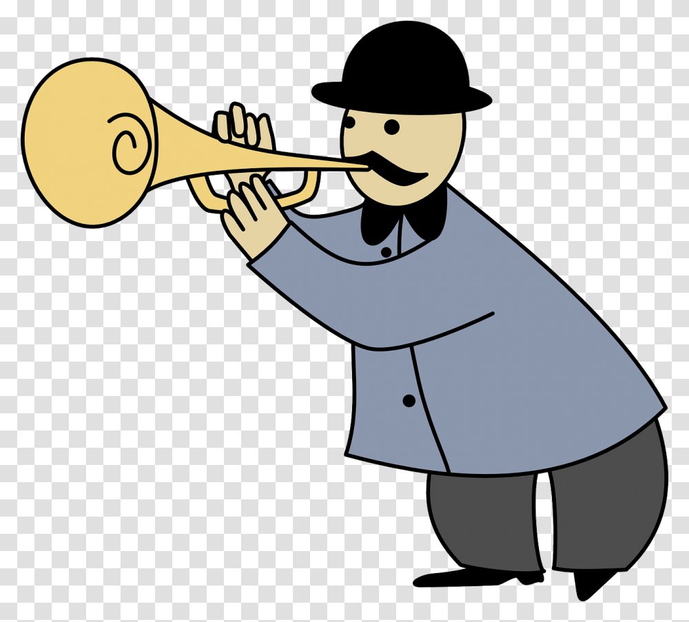 Cartoon Trumpet Player Images, Horn, Brass Section, Musical Instrument, Cornet Transparent Png