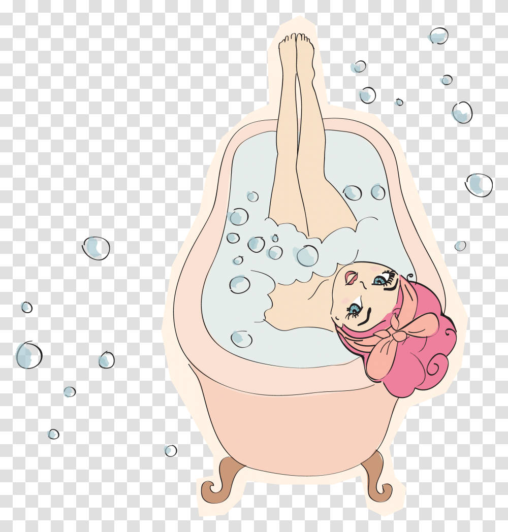 Cartoon, Tub, Washing, Bathtub, Drawing Transparent Png