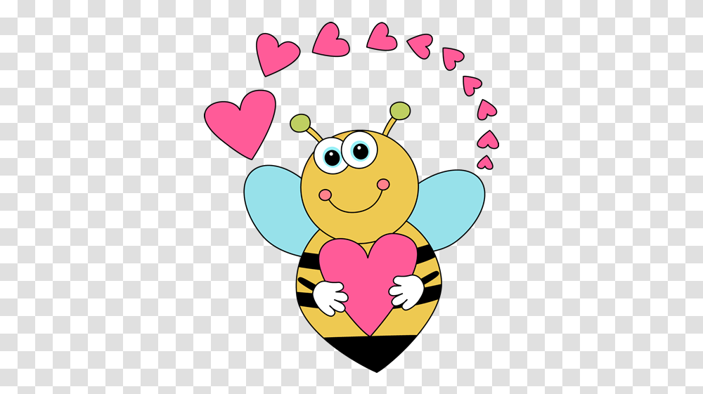 Cartoon Valentine's Day Bee And Hearts Clip Art Cartoon Clipart Valentines Day Cartoon, Graphics, Cupid, Hand, Flare Transparent Png