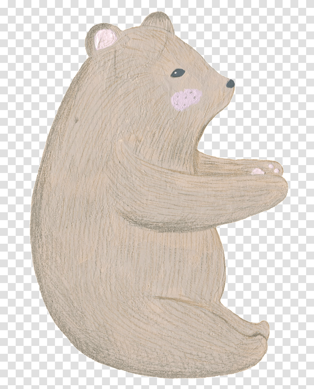 Cartoon Version Of Hand Painted Sitting Cute Bear Grizzly Bear, Animal, Wood, Mammal, Figurine Transparent Png