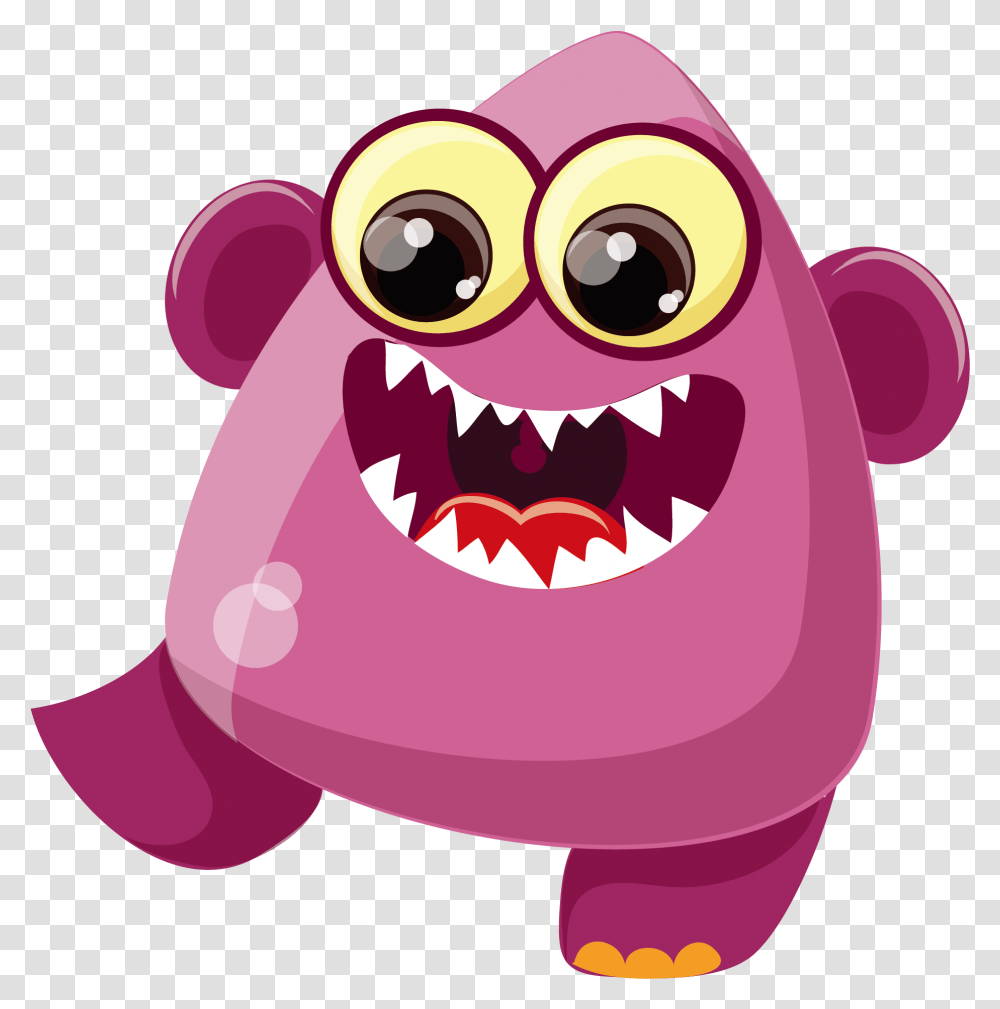 Cartoon Virus Purple Fangs Pink Bacteria Cartoon, Piggy Bank Transparent Png