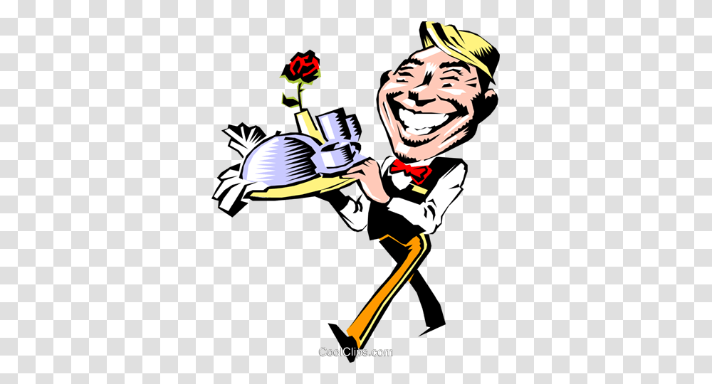 Cartoon Waiter Royalty Free Vector Clip Art Illustration, Person, Human, Performer, Cleaning Transparent Png