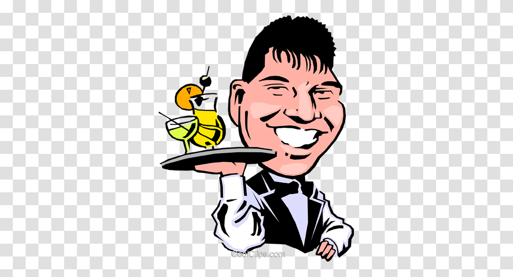 Cartoon Waiter Royalty Free Vector Clip Art Illustration, Person, Human, Performer, Magician Transparent Png