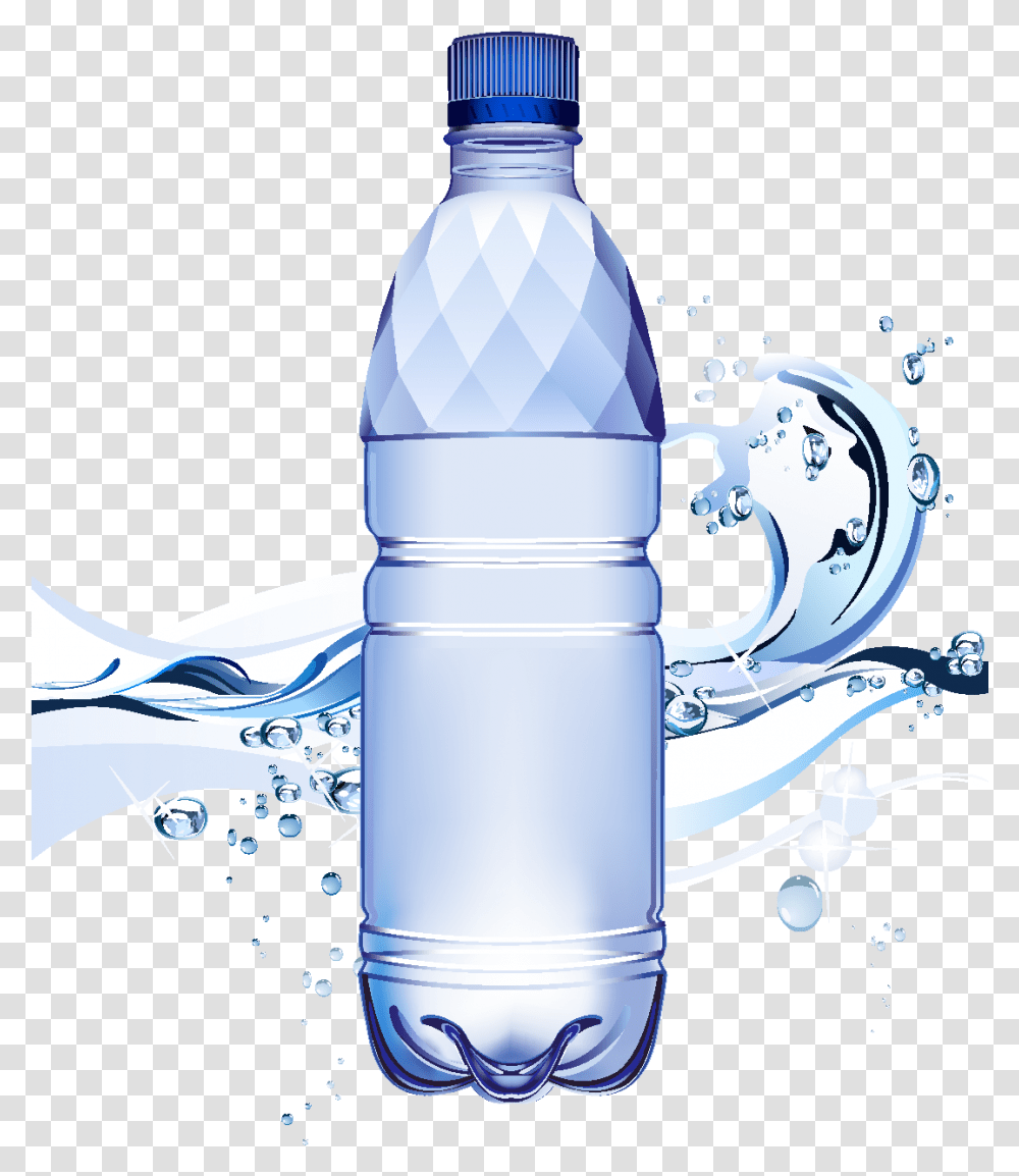 Cartoon Waterdrop Mineral Water Element Mineral Water Bottle Vector, Beverage, Drink Transparent Png