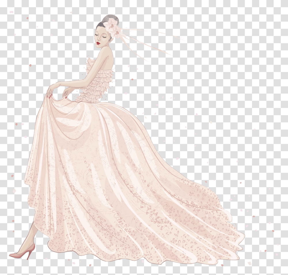 Cartoon Wedding Dress Illustration, Apparel, Person, Human Transparent Png