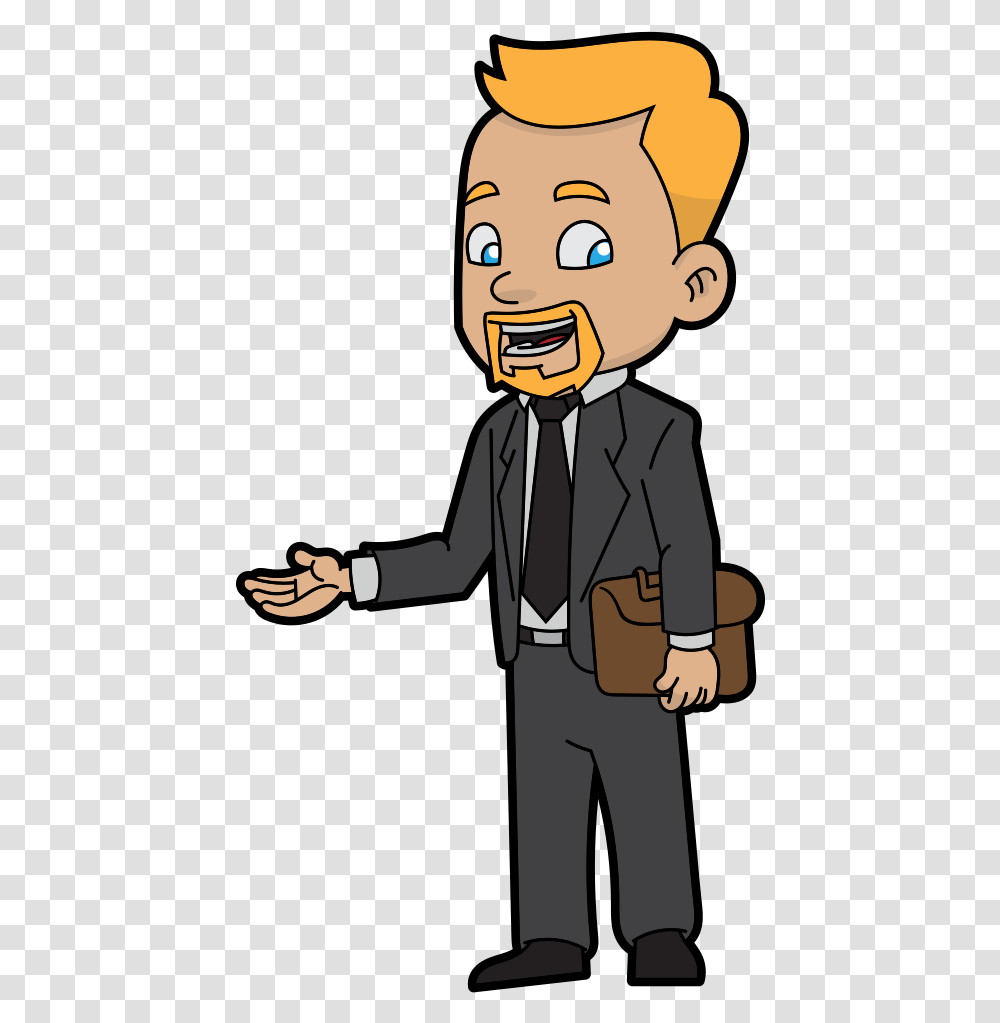 Cartoon White Collar Job, Person, Performer, Suit, Overcoat Transparent Png