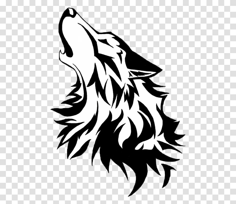 Cartoon Wolf Head Howling, Stencil Transparent Png