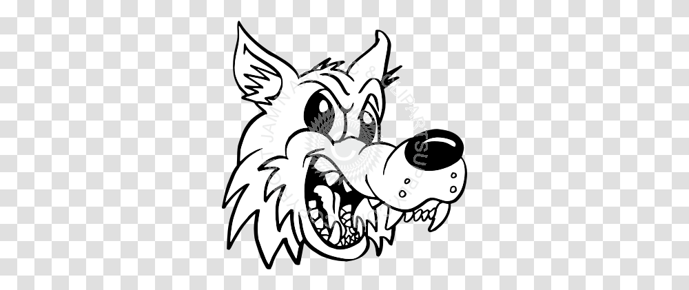 Cartoon Wolf Head Right, Dragon, Drawing, Stencil Transparent Png