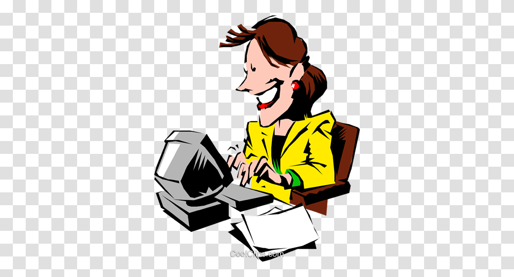 Cartoon Woman Typing, Person, Human, Performer, Worker Transparent Png