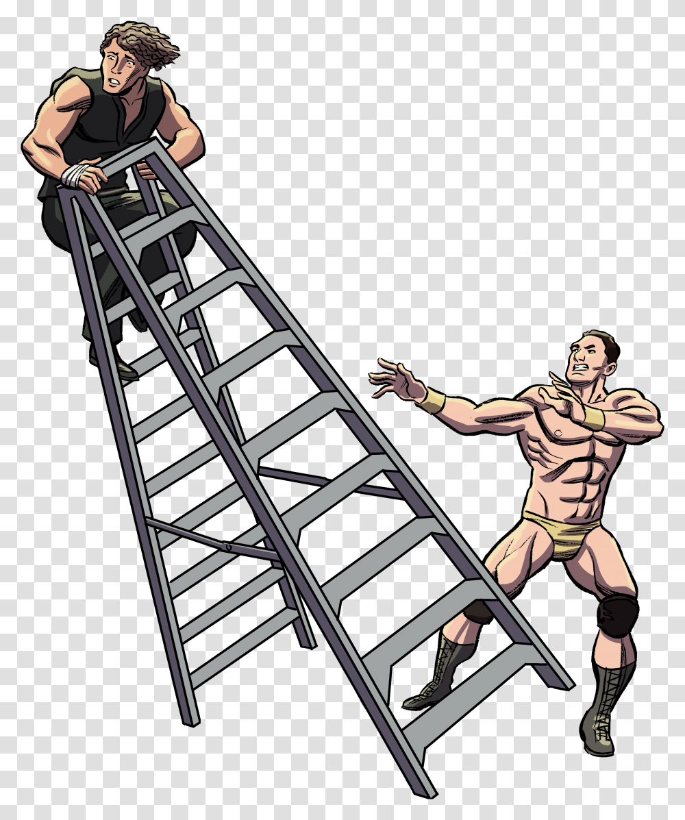 Cartoon Wwe Ladder, Person, Human, Hand, Handrail Transparent Png