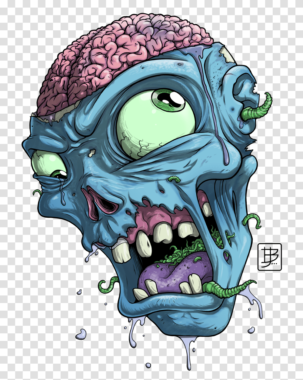 Cartoon Zombie Head, Alien, Jaw, Teeth, Mouth Transparent Png
