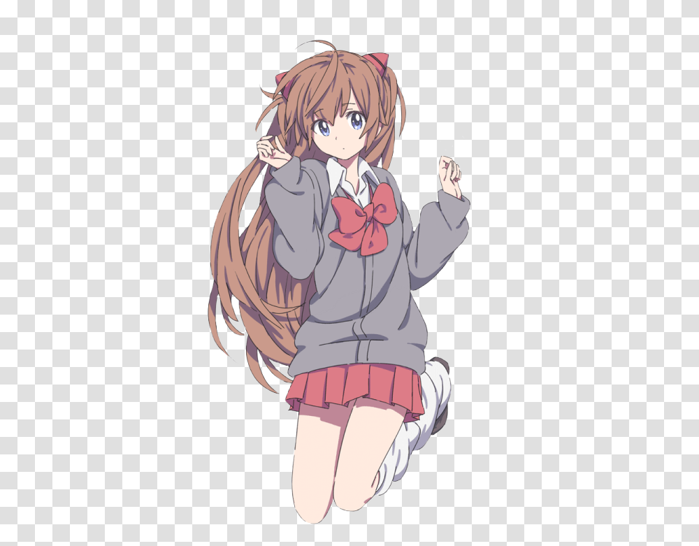 Cartoonanimebrown Hairmouthschool Uniformblack Cute Anime Girl, Comics, Book, Manga, Person Transparent Png