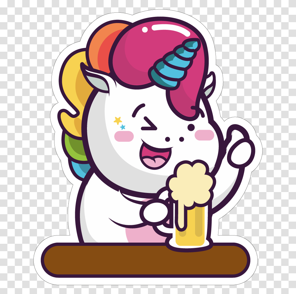 Cartoonfacial Artline Characterart Unicorn Beer, Drawing, Doodle Transparent Png