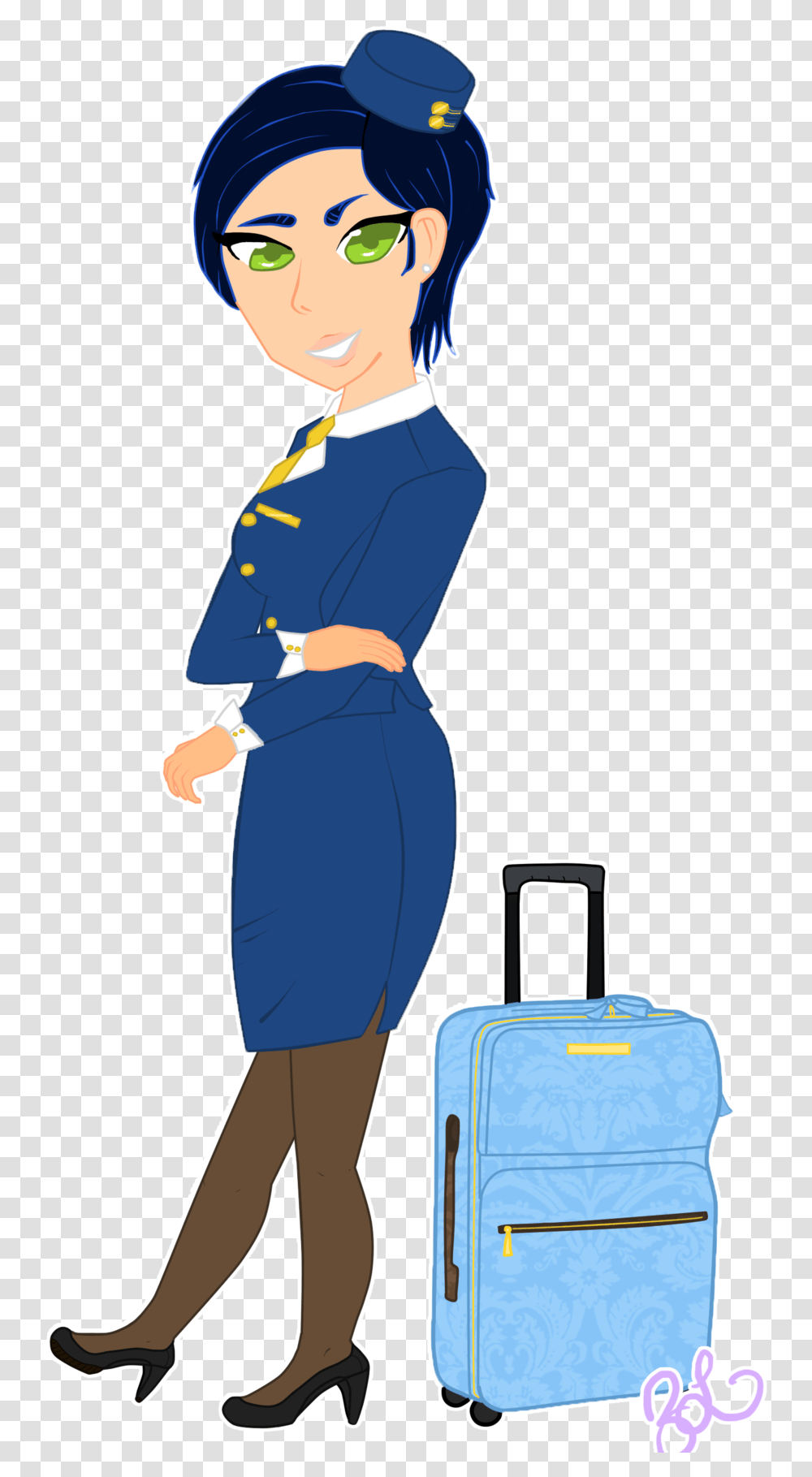 Cartoonfashion Illustrationclip Artflight Attendantelectric Flight Attendant Clipart, Person, Human, Female, Luggage Transparent Png
