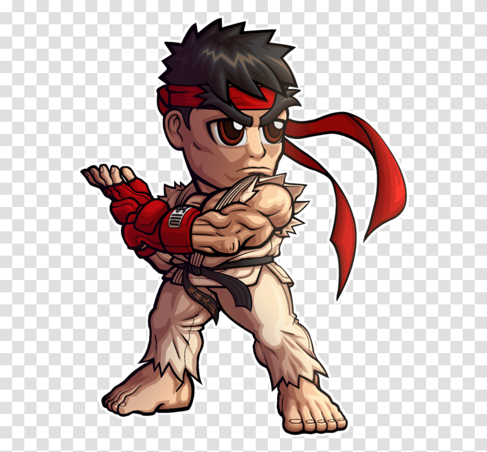 Cartoonfictional Artstyle Street Fighter Chibi Ryu, Person, Human, Hand, Fist Transparent Png