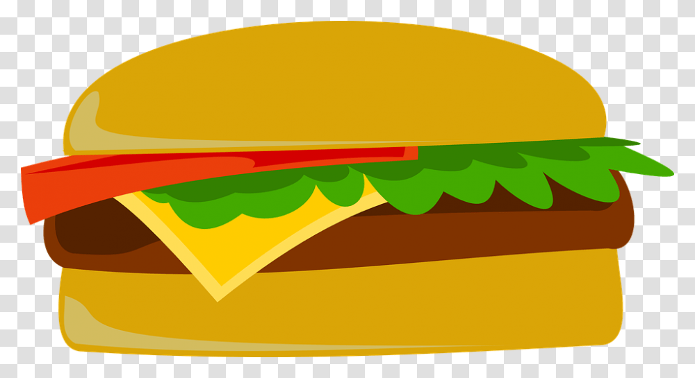 Cartoonish Hamburger Cheese Burger Clipart, Food, Sandwich Transparent Png