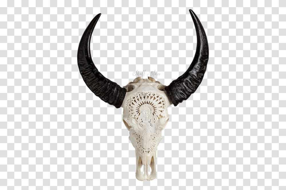 Carved Buffalo Skull Carabao Horn, Mammal, Animal, Ivory, Cross Transparent Png