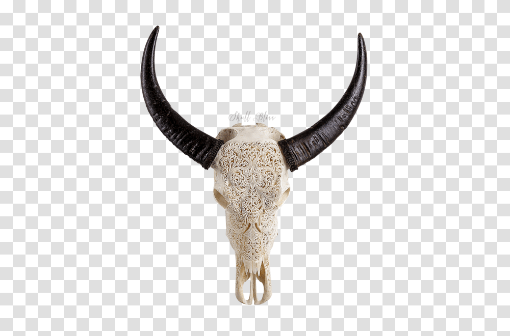 Carved Buffalo Skull, Cross, Longhorn, Cattle Transparent Png