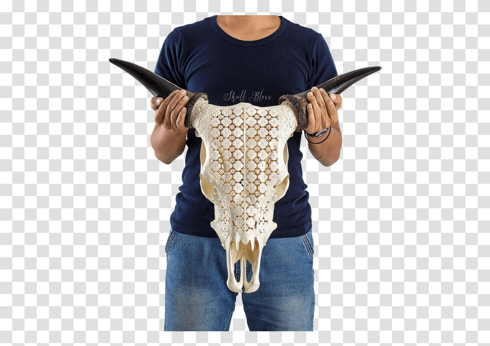 Carved Cow Skull Firearm, Sleeve, Person, Long Sleeve Transparent Png
