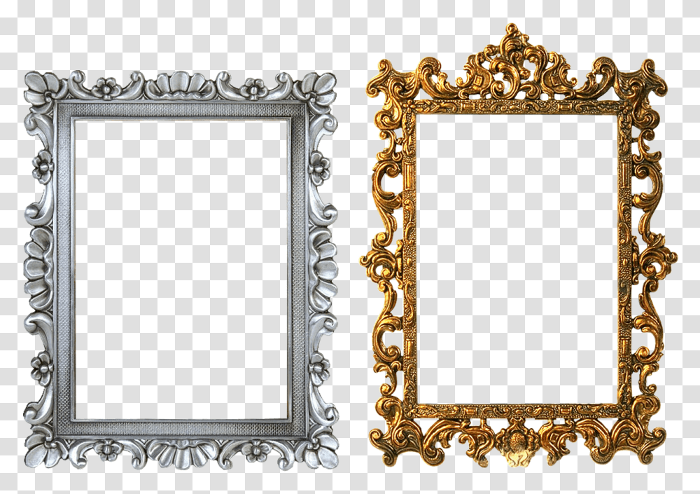 Carved Gold Silver Frame Image Frame Design, Gate, Mirror Transparent Png