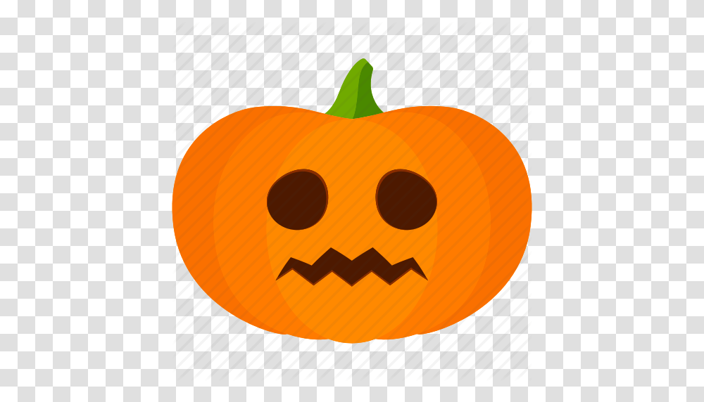 Carved Halloween Jack O Lantern Pumpkin Worried Icon, Vegetable, Plant, Food, Produce Transparent Png