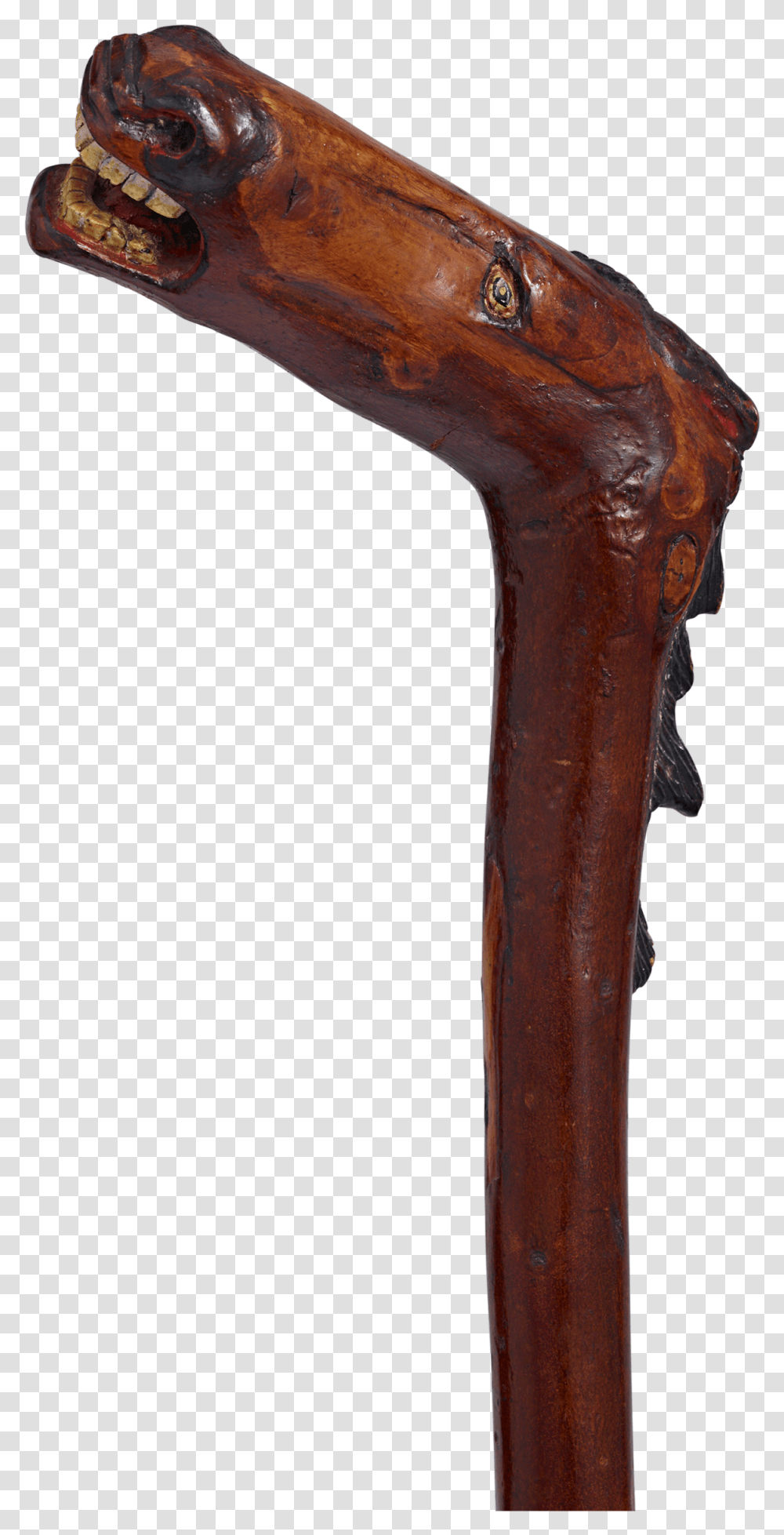 Carved Horse Head Folk Art Walking Stick Wood, Cane, Hammer, Tool, Axe Transparent Png