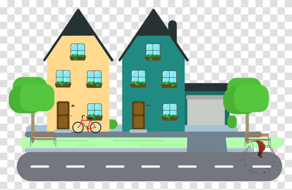 Casette Casette Neighborhood Clipart, Urban, Building, Bicycle, Housing Transparent Png